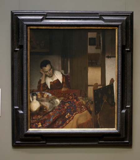 Johannes Vermeer's A Maid Asleep with frame