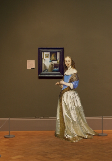 Johannes Vermeer's A Lady Standing at a Virginal in scale