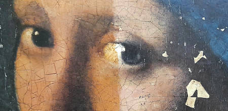 Girl with a Pearl Earring (detail of restoration), Johannes Vermeer