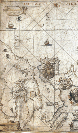 Sea chart in Johannes Vermeer's The Geographer