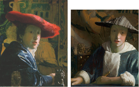 Pnedant of Johannes Vermeer's Girl with a Red Hat and Girl with a Flute