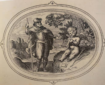 Cupid with a Messanger, emblem from Otto Vaenius, Amorum Emblemata
