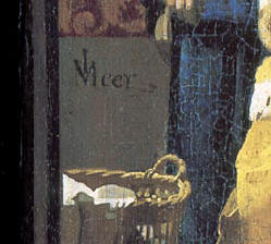 The Love Letter (detail of signature), Johannes Vermeer