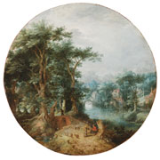 Gillis Claesz. de Hondecoeter<br><i>Wooded landscape with a river</i>