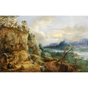 Lucas van Uden<br><i>Hilly river landscape with St Anthony and St Paul of Thebes</i>