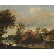 Esaias van de Velde<br><i>Village road by a pond</i>