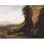 Cornelis van Poelenburch<br><i>Two men talking in a landscape</i>