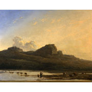 Karel du Jardin<br><i>River landscape with cattle and figures</i>