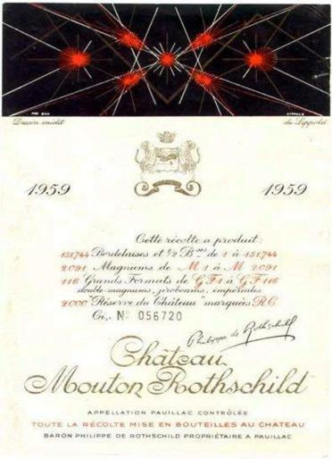 The 1959 Chateau Mouton Rothschild wine label by: Richard Lippold