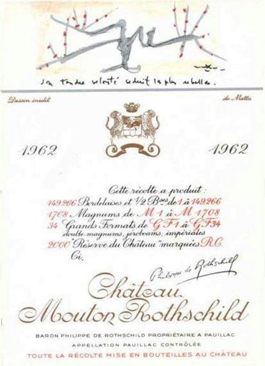 The 1962 Chateau Mouton Rothschild wine label by: Roberto Matta