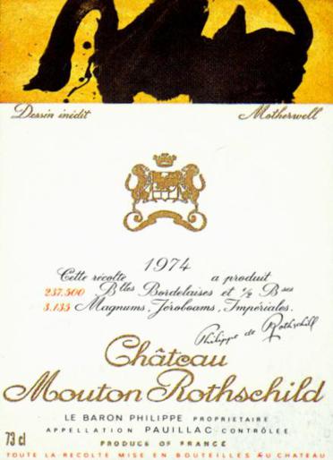 The 1974 Chateau Mouton Rothschild wine label by: Robert Motherwell