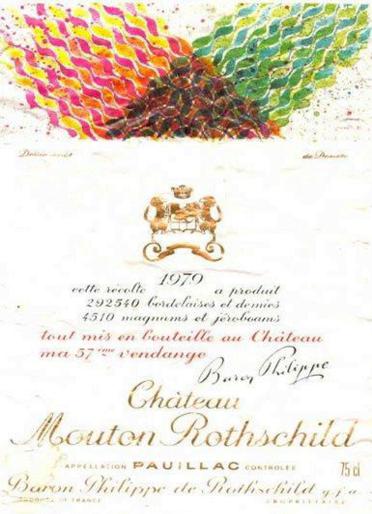 The 1979 Chateau Mouton Rothschild wine label by: Hisao Domoto