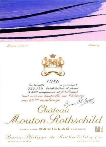 The 1980 Chateau Mouton Rothschild wine label by: Hans Hartung