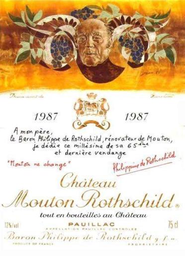The 1987 Chateau Mouton Rothschild wine label by: Hans Erni