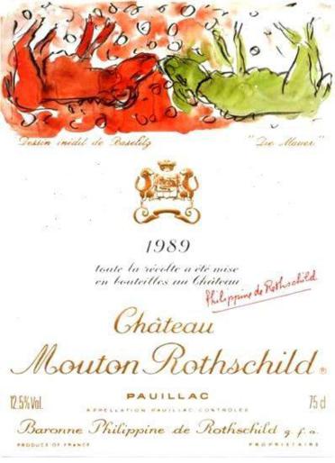 The 1989 Chateau Mouton Rothschild wine label by: Georg Baselitz