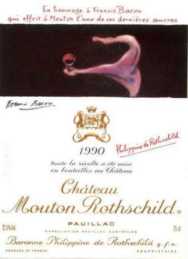 The 1990 Chateau Mouton Rothschild wine label by: Francis Bacon