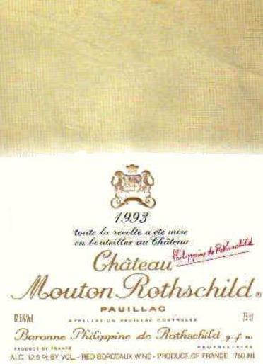 The 1993 Chateau Mouton Rothschild wine label by: Balthus