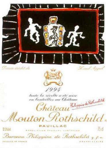 The 1994 Chateau Mouton Rothschild wine label by: Karel Appel