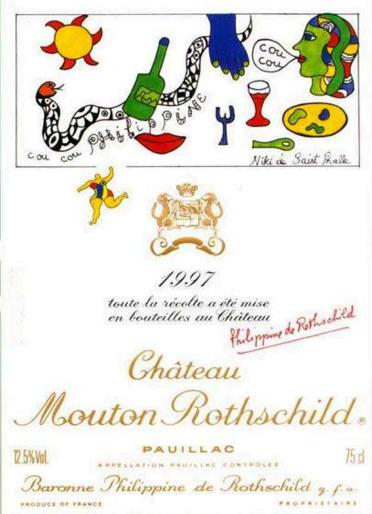 The 1997 Chateau Mouton Rothschild wine label by: Niki De Saint-Phalle