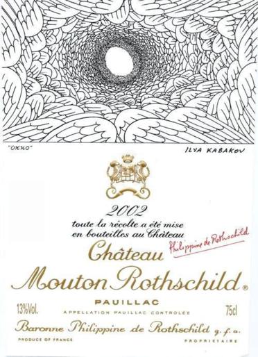 The 2002 Chateau Mouton Rothschild wine label by: Ilya Kabakov