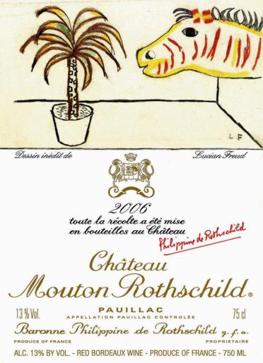 The 2006 Chateau Mouton Rothschild wine label by: Lucian Freud